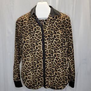 MICHAEL M. Kors Silky Leopard Print Long Sleeve Blouse, S